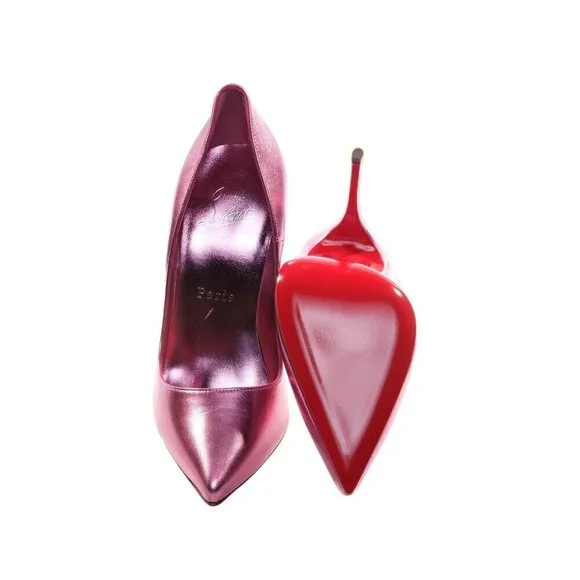 Christian Louboutin Christian Louboutin So Kate 120 Pink Laminated Leather High - Picture 4 of 6